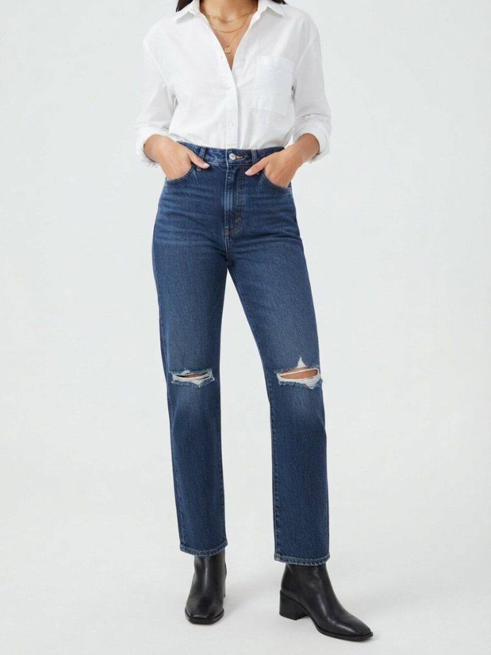 BDG Cowboy High Rise Straight Jeans 28 Med Wash Distressed NWT